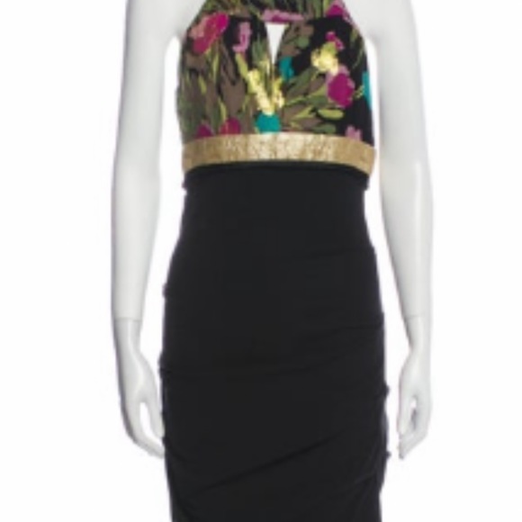 Nicole Miller silk knee-lenght dress. Size:S. Color: black/metallik - Picture 5 of 12